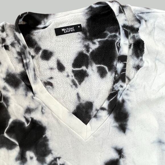 MICHAEL LAUREN NWT SWANSON BOHO HIPPIE TIE DYE CUTOUT SWEATSHIRT BLACK MEDIUM - Picture 4 of 10